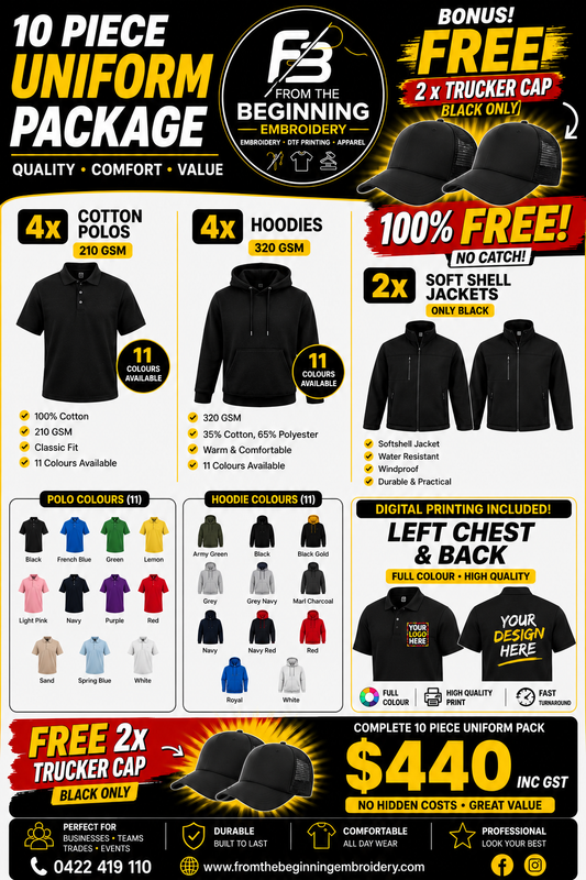 10 garment  Pack 2 Left chest + back digital printing