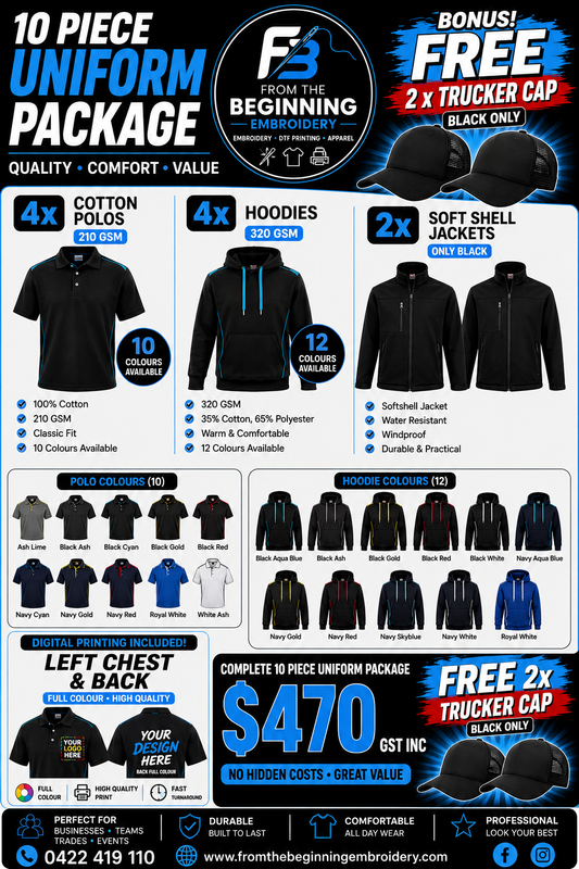 10 garment  Pack 1 Left chest + back digital printing